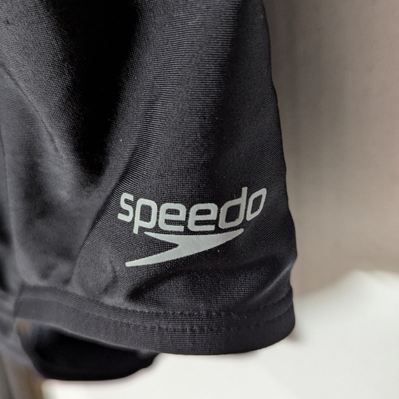 Speedo racer back swim suit black with pink piping sz M - Picture 3 of 9